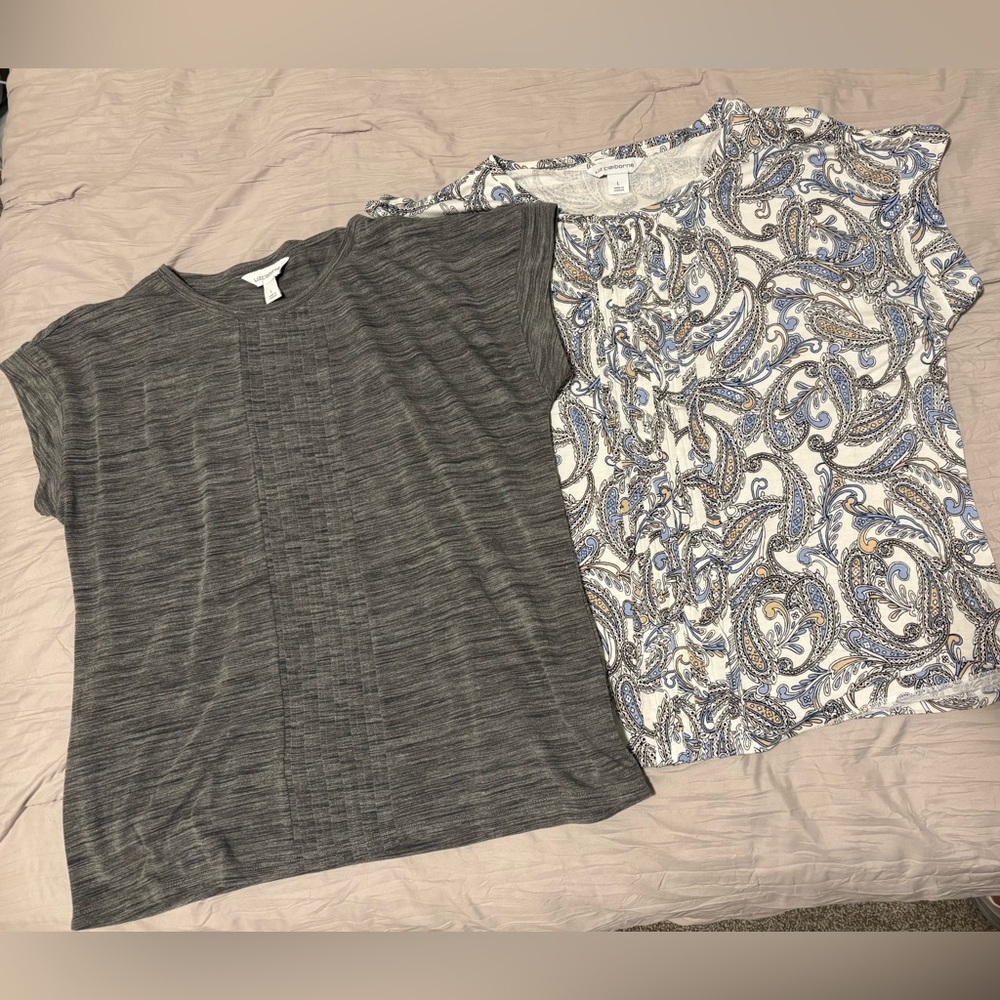 Liz Claiborne bundle: 2 crew neck, cap sleeve tee, size L